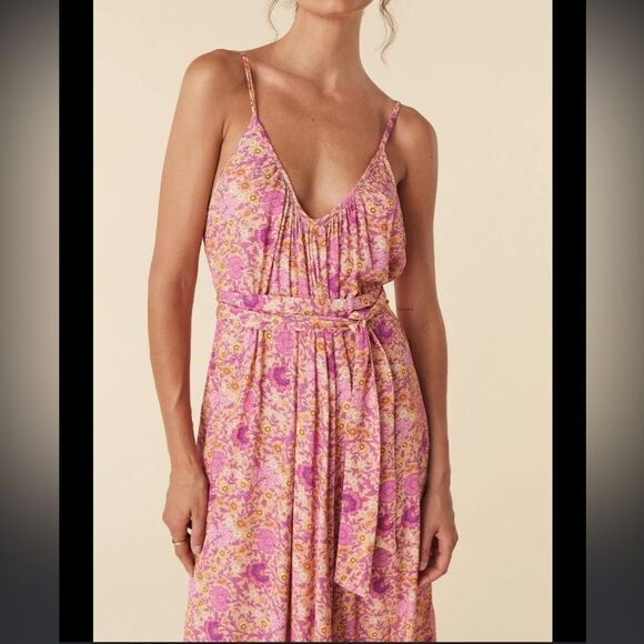 SPELL Village Strappy Boho Madi Dress in Sunrise - Picture 4 of 11